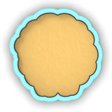 a cookie with a blue border around it