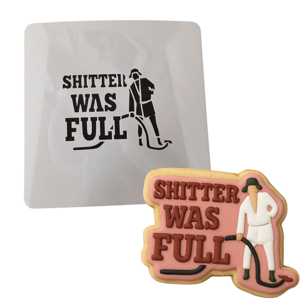Shitter Was Full Cookie Cutter | Stamp | Stencil #2 Xmas / Winter / NYE Cookie Cutter Lady MINI - 2 Inches (5cm) Stencil ONLY 