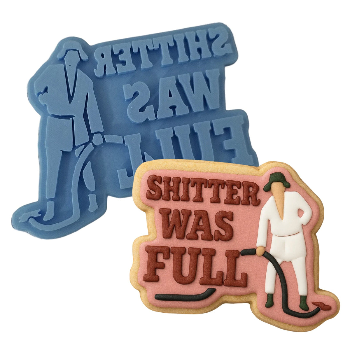 Shitter Was Full Cookie Cutter | Stamp | Stencil #2 Xmas / Winter / NYE Cookie Cutter Lady MINI - 2 Inches (5cm) Stamp ONLY 