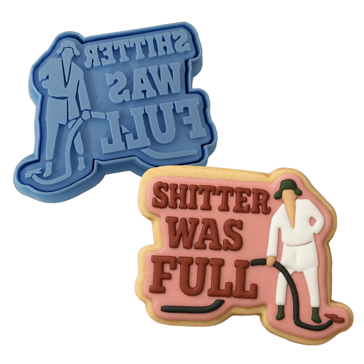 Shitter Was Full Cookie Cutter | Stamp | Stencil #2 Xmas / Winter / NYE Cookie Cutter Lady MINI - 2 Inches (5cm) **BUNDLE** Cutter + Stamp 
