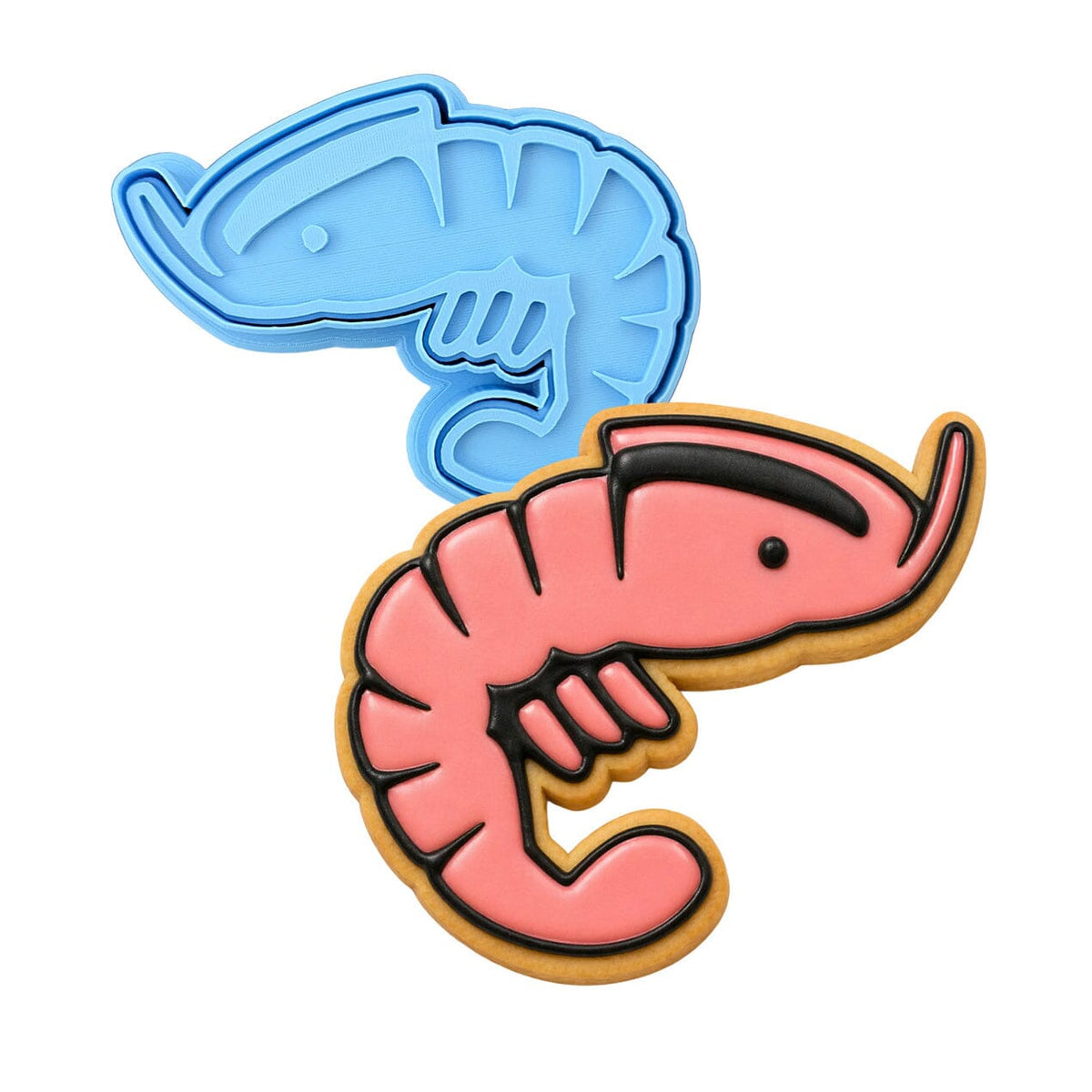 Shrimp Cookie Cutter | Stamp | Stencil #1 Beach / Summer Cookie Cutter Lady MINI - 2 Inches (5cm) **BUNDLE** Cutter + Stamp 