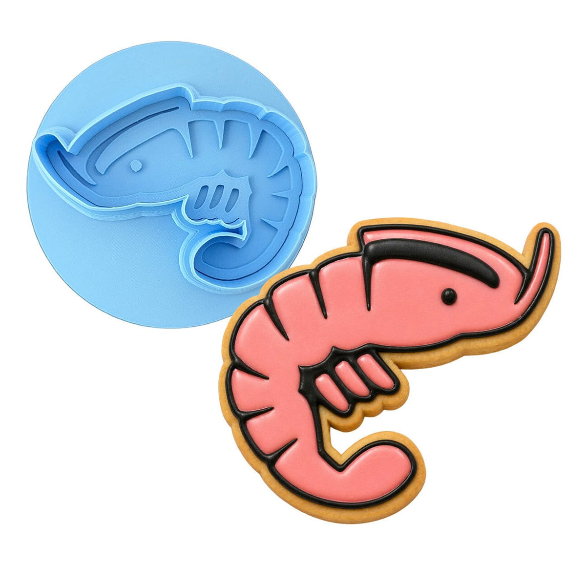 Shrimp Cookie Cutter | Stamp | Stencil #1 Beach / Summer Cookie Cutter Lady MINI - 2 Inches (5cm) **BUNDLE** Cutter + Debosser 