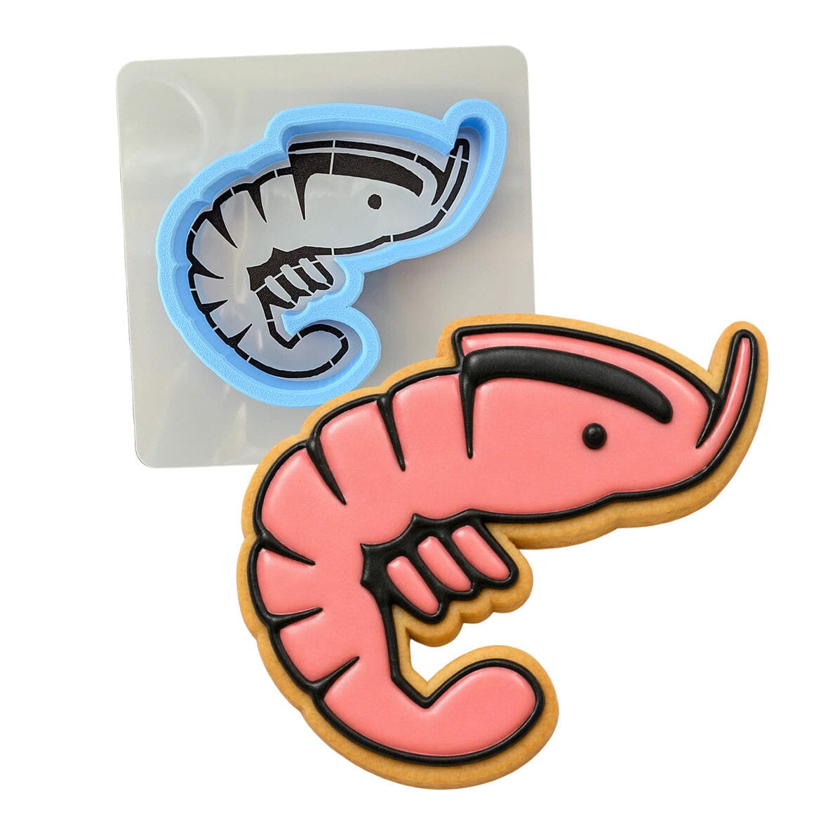 Shrimp Cookie Cutter | Stamp | Stencil #1 Beach / Summer Cookie Cutter Lady MINI - 2 Inches (5cm) **BUNDLE** Cutter + Stencil 