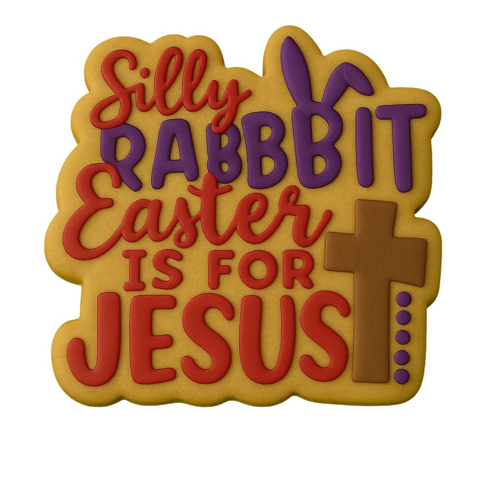 Silly Rabbit Easter Is For Jesus Cookie Cutter | Stamp | Stencil Easter / Spring / Flower Cookie Cutter Lady 