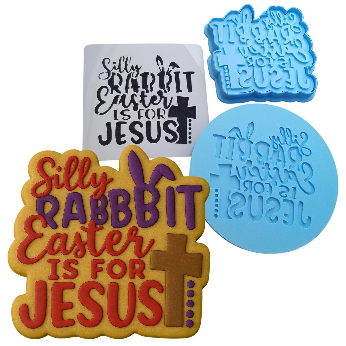 Silly Rabbit Easter Is For Jesus Cookie Cutter | Stamp | Stencil Easter / Spring / Flower Cookie Cutter Lady 