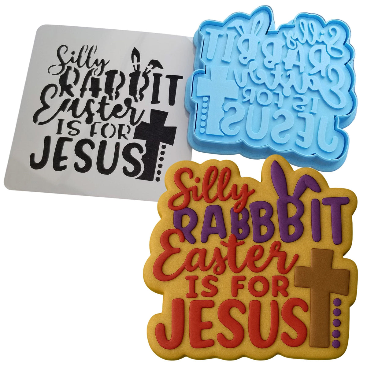 Silly Rabbit Easter Is For Jesus Cookie Cutter | Stamp | Stencil Easter / Spring / Flower Cookie Cutter Lady 