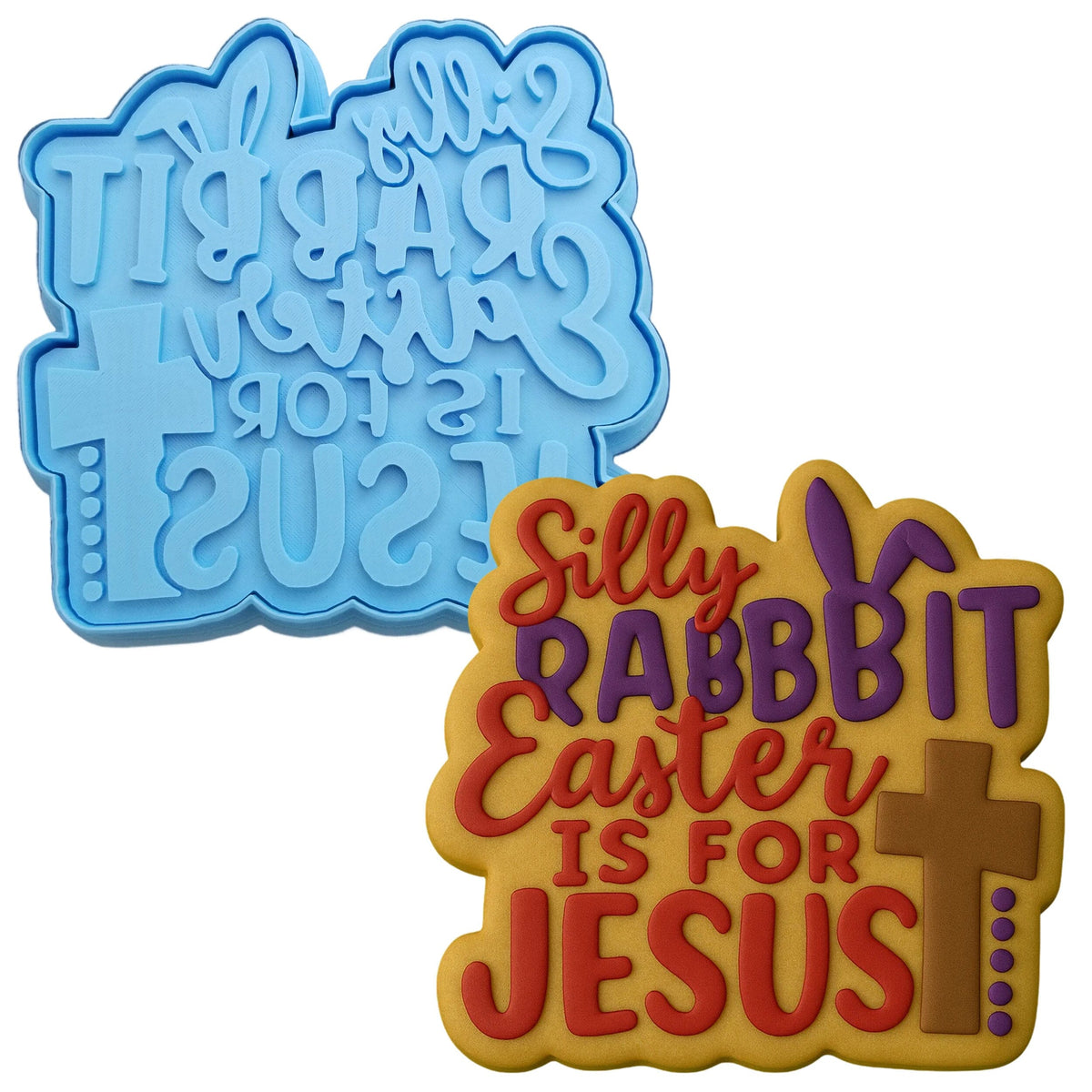 Silly Rabbit Easter Is For Jesus Cookie Cutter | Stamp | Stencil Easter / Spring / Flower Cookie Cutter Lady 
