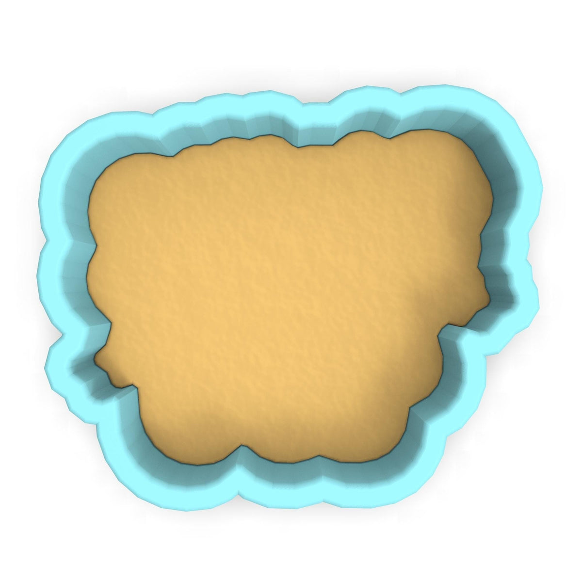 a cookie cutter with a cookie in the shape of a cloud