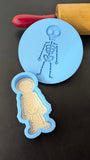 Skeleton Cookie Cutter | Stamp | Stencil #1 Halloween / Fall Cookie Cutter Lady MINI - 2 Inches (5cm) **BUNDLE** Cutter + Debosser 