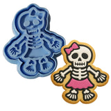 Skeleton Girl Cookie Cutter | Stamp | Stencil #1 Halloween / Fall Cookie Cutter Lady MINI - 2 Inches (5cm) **BUNDLE** Cutter + Stamp 
