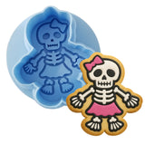Skeleton Girl Cookie Cutter | Stamp | Stencil #1 Halloween / Fall Cookie Cutter Lady MINI - 2 Inches (5cm) **BUNDLE** Cutter + Debosser 