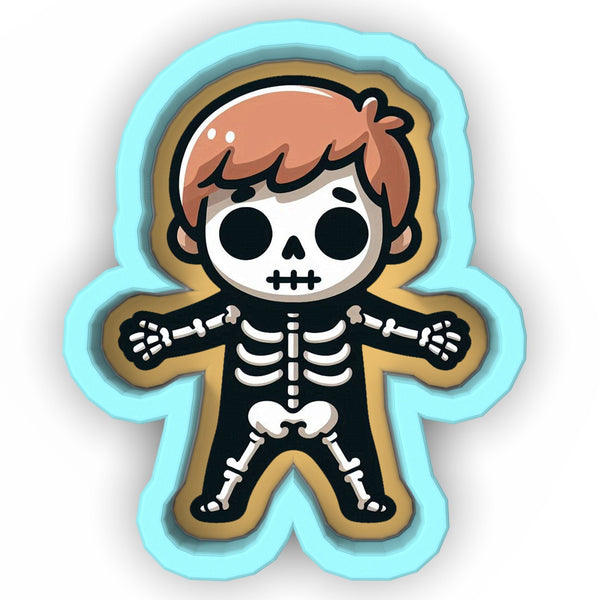 a sticker of a skeleton with a red hair