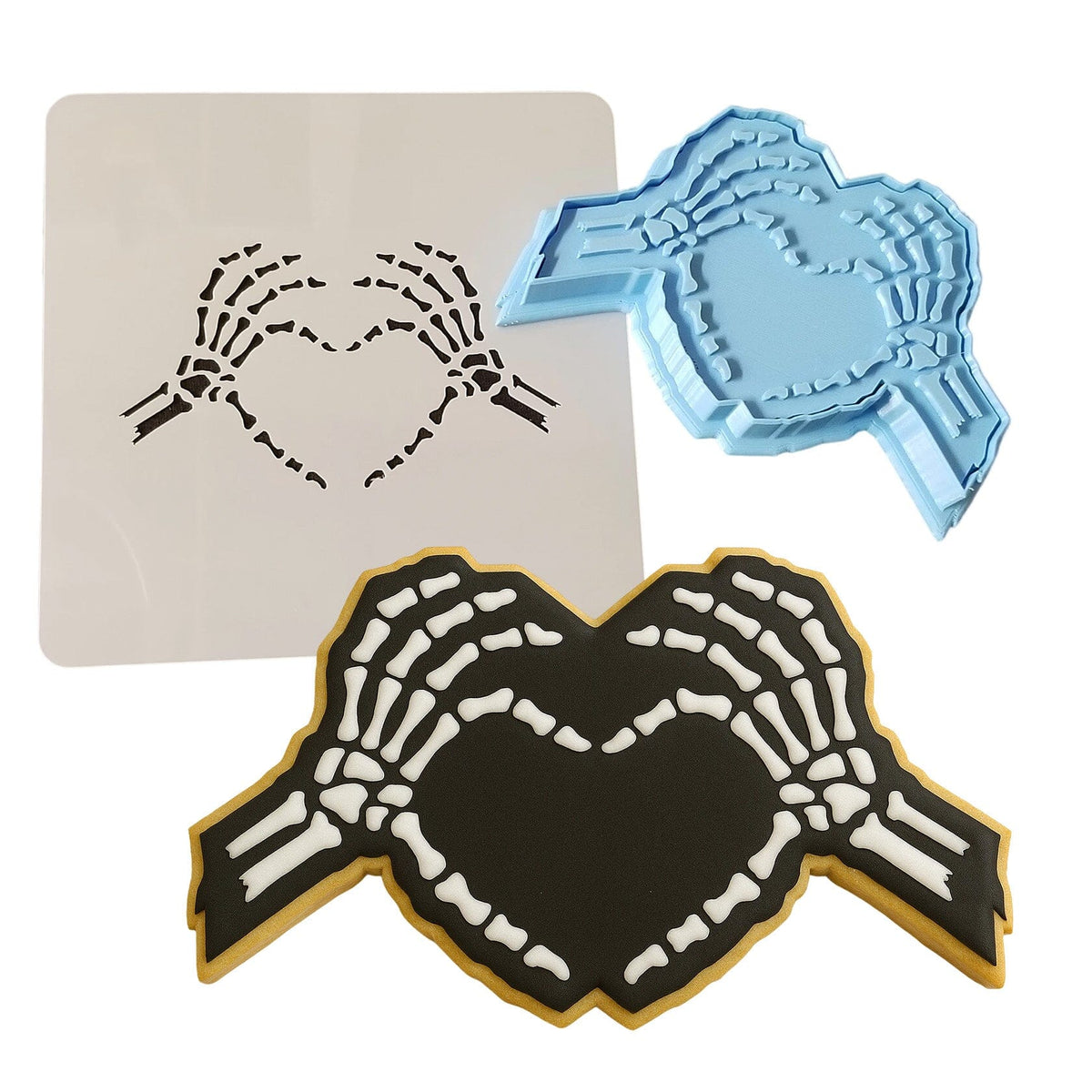 Skeleton Hands Heart Cookie Cutter | Stamp | Stencil #1 Halloween / Fall Cookie Cutter Lady 