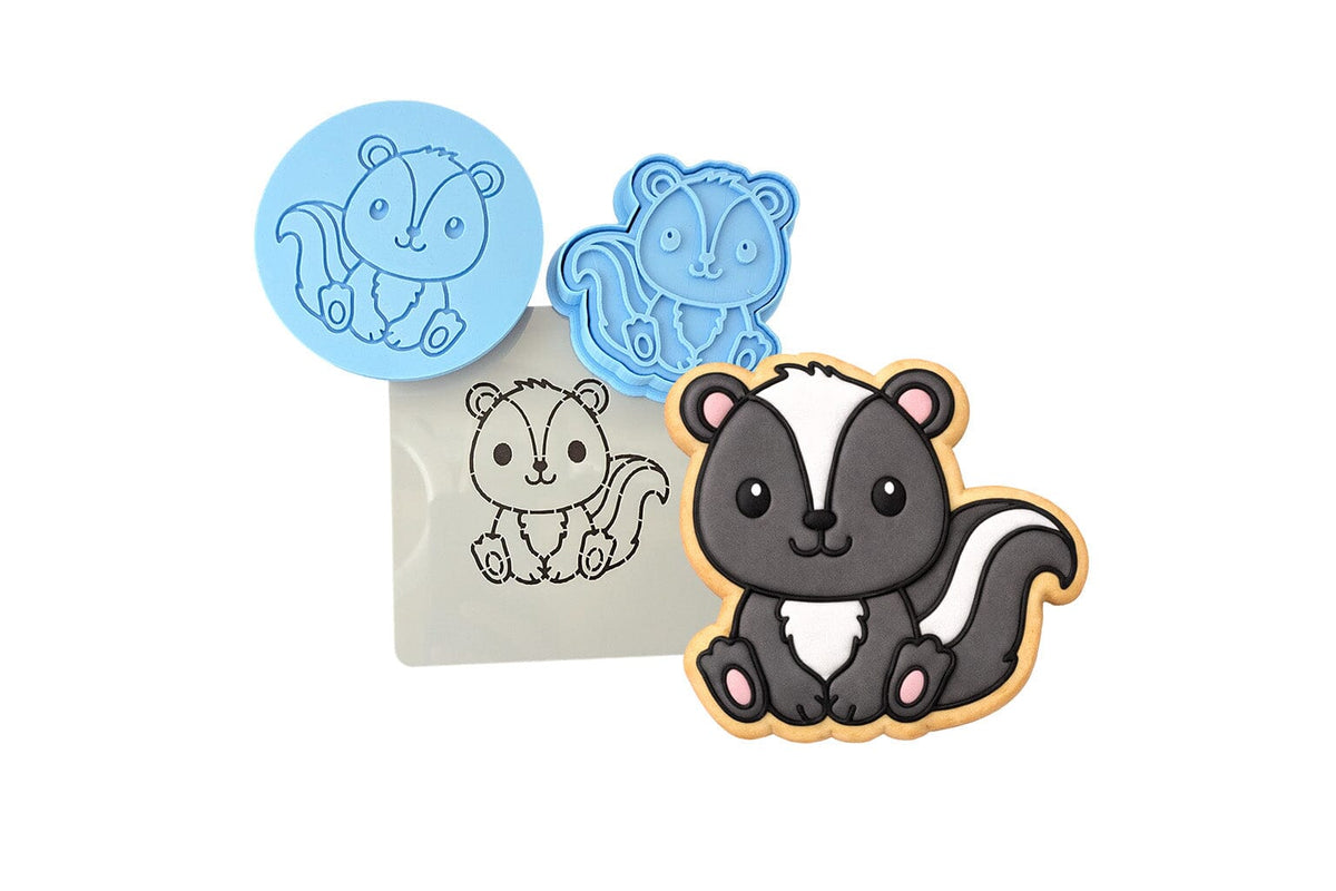 Skunk Cookie Cutter | Stamp | Stencil #1 Animals & Dinosaurs Cookie Cutter Lady MINI - 2 Inches (5cm) **FULL SET BUNDLE** Cutter + Stamp + Stencil + Debosser **BEST DEAL** 
