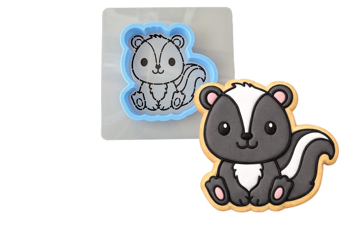 Skunk Cookie Cutter | Stamp | Stencil #1 Animals & Dinosaurs Cookie Cutter Lady MINI - 2 Inches (5cm) **BUNDLE** Cutter + Stencil 