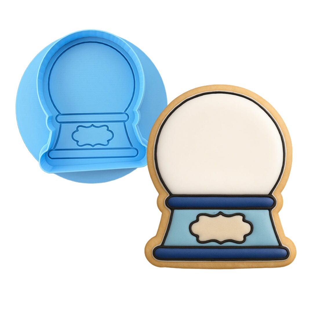 Snow Globe Cookie Cutter | Stamp | Stencil #3 Xmas / Winter / NYE Cookie Cutter Lady MINI - 2 Inches (5cm) **BUNDLE** Cutter + Debosser 