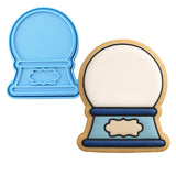 Snow Globe Cookie Cutter | Stamp | Stencil #3 Xmas / Winter / NYE Cookie Cutter Lady MINI - 2 Inches (5cm) **BUNDLE** Cutter + Stamp 