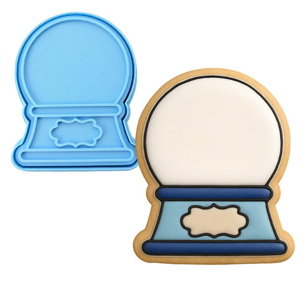 Snow Globe Cookie Cutter | Stamp | Stencil #3 Xmas / Winter / NYE Cookie Cutter Lady MINI - 2 Inches (5cm) **BUNDLE** Cutter + Stamp 