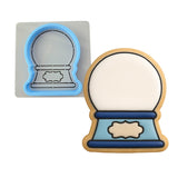 Snow Globe Cookie Cutter | Stamp | Stencil #3 Xmas / Winter / NYE Cookie Cutter Lady MINI - 2 Inches (5cm) **BUNDLE** Cutter + Stencil 