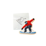 Snowboarder Cookie Cutter Outline & Stamp 1 Sports Cookie Cutter Lady MINI - 2 Inches (5cm) Stencil ONLY 