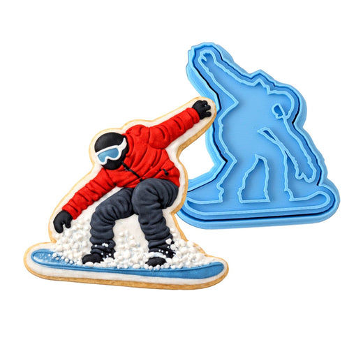 Snowboarder Cookie Cutter Outline & Stamp 1 Sports Cookie Cutter Lady MINI - 2 Inches (5cm) **BUNDLE** Cutter + Stamp 