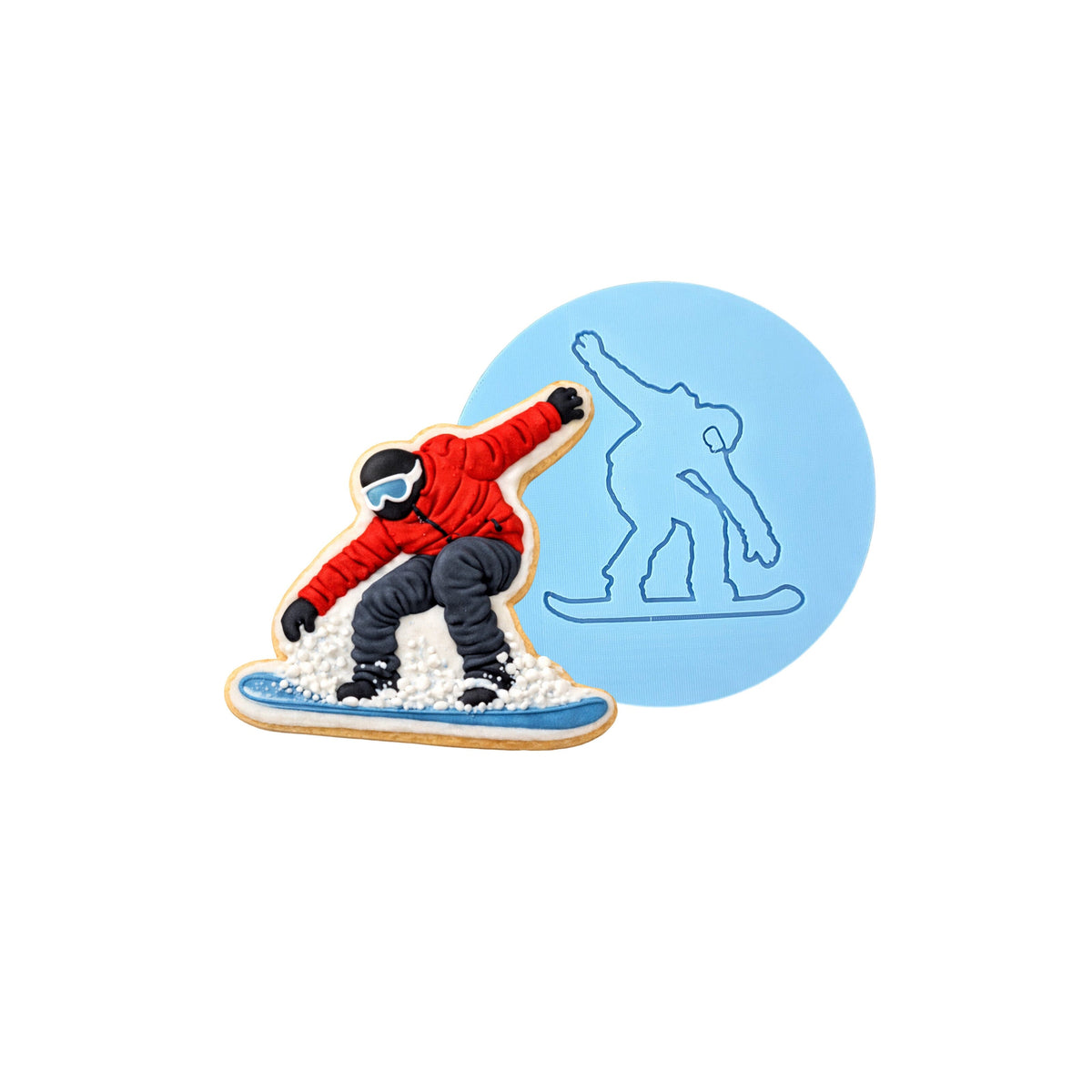 Snowboarder Cookie Cutter Outline & Stamp 1 Sports Cookie Cutter Lady MINI - 2 Inches (5cm) Debosser ONLY 