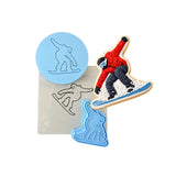 Snowboarder Cookie Cutter Outline & Stamp 1 Sports Cookie Cutter Lady MINI - 2 Inches (5cm) **FULL SET BUNDLE** Cutter + Stamp + Stencil + Debosser **BEST DEAL** 