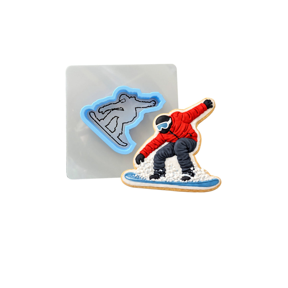 Snowboarder Cookie Cutter Outline & Stamp 1 Sports Cookie Cutter Lady MINI - 2 Inches (5cm) **BUNDLE** Cutter + Stencil 
