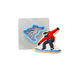Snowboarder Cookie Cutter Outline & Stamp 1 Sports Cookie Cutter Lady MINI - 2 Inches (5cm) **BUNDLE** Cutter + Stencil 