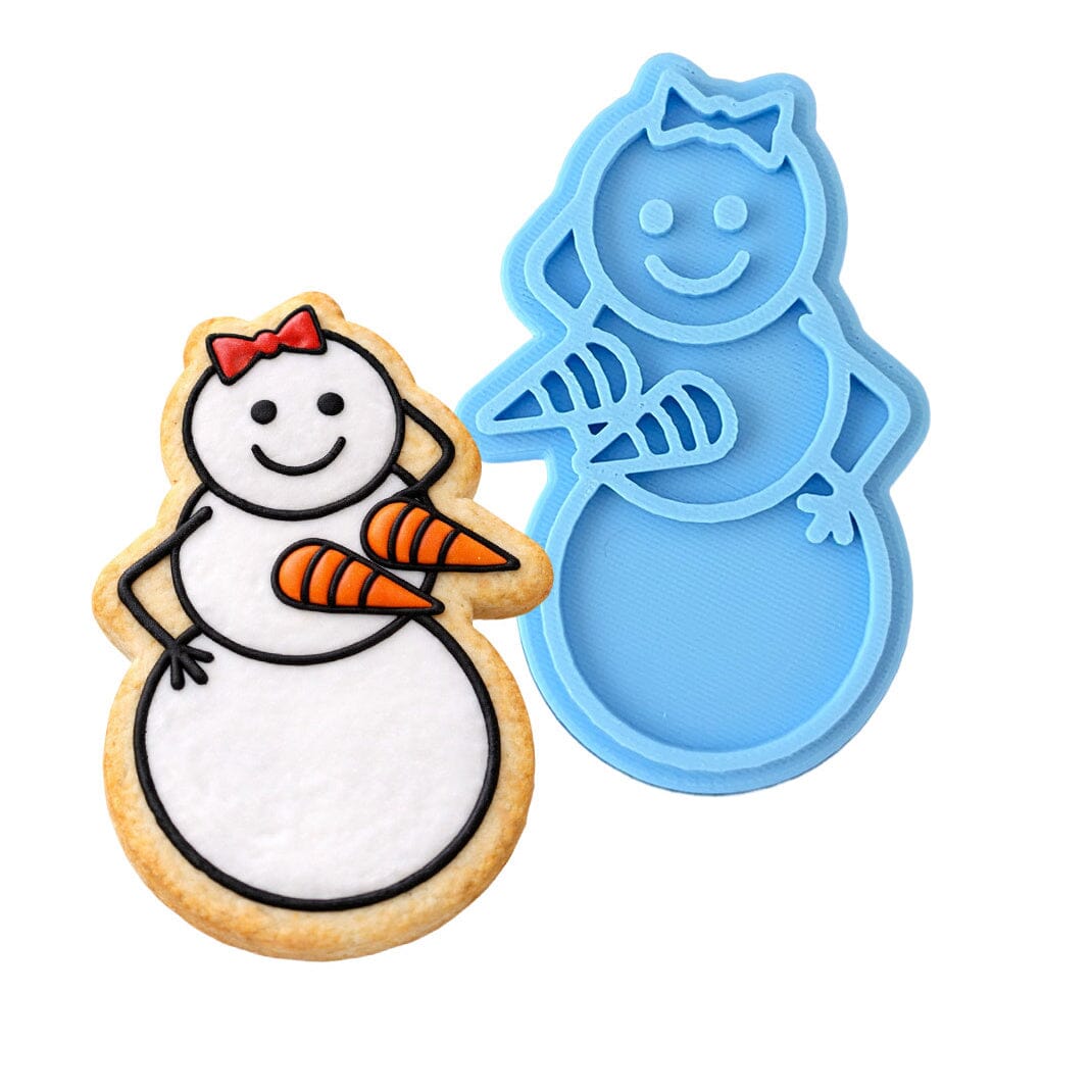 Snowman Carrot Boobs Cookie Cutter | Stamp | Stencil #1 Xmas / Winter / NYE Cookie Cutter Lady MINI - 2 Inches (5cm) Stamp ONLY 
