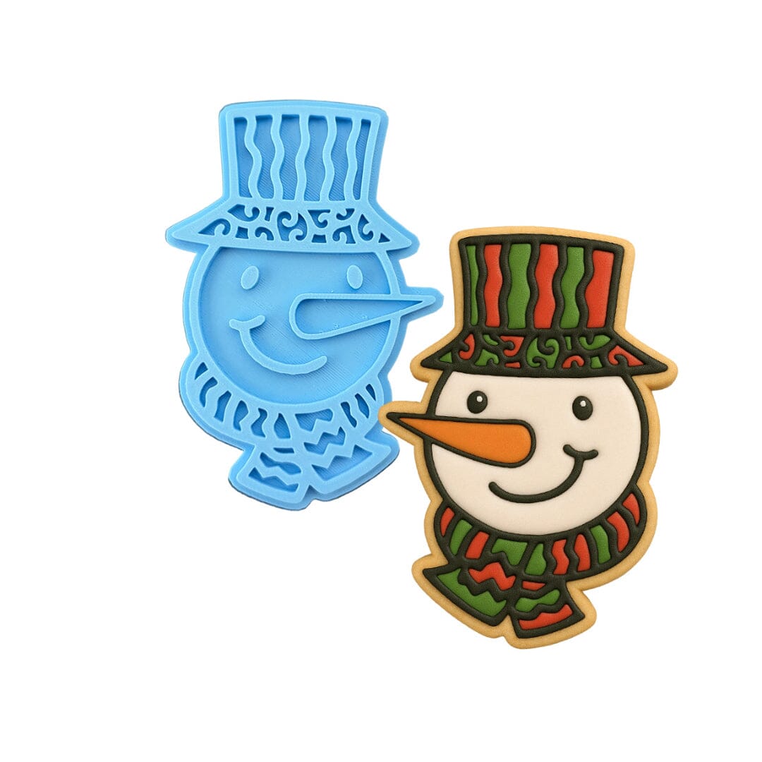 Snowman Face Cookie Cutter | Stamp | Stencil #1 Xmas / Winter / NYE Cookie Cutter Lady MINI - 2 Inches (5cm) Stamp ONLY 