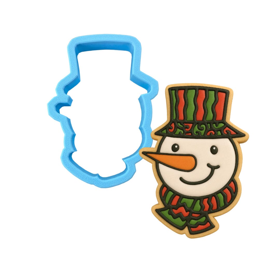 Snowman Face Cookie Cutter | Stamp | Stencil #1 Xmas / Winter / NYE Cookie Cutter Lady MINI - 2 Inches (5cm) Cookie Cutter ONLY (Outline) 