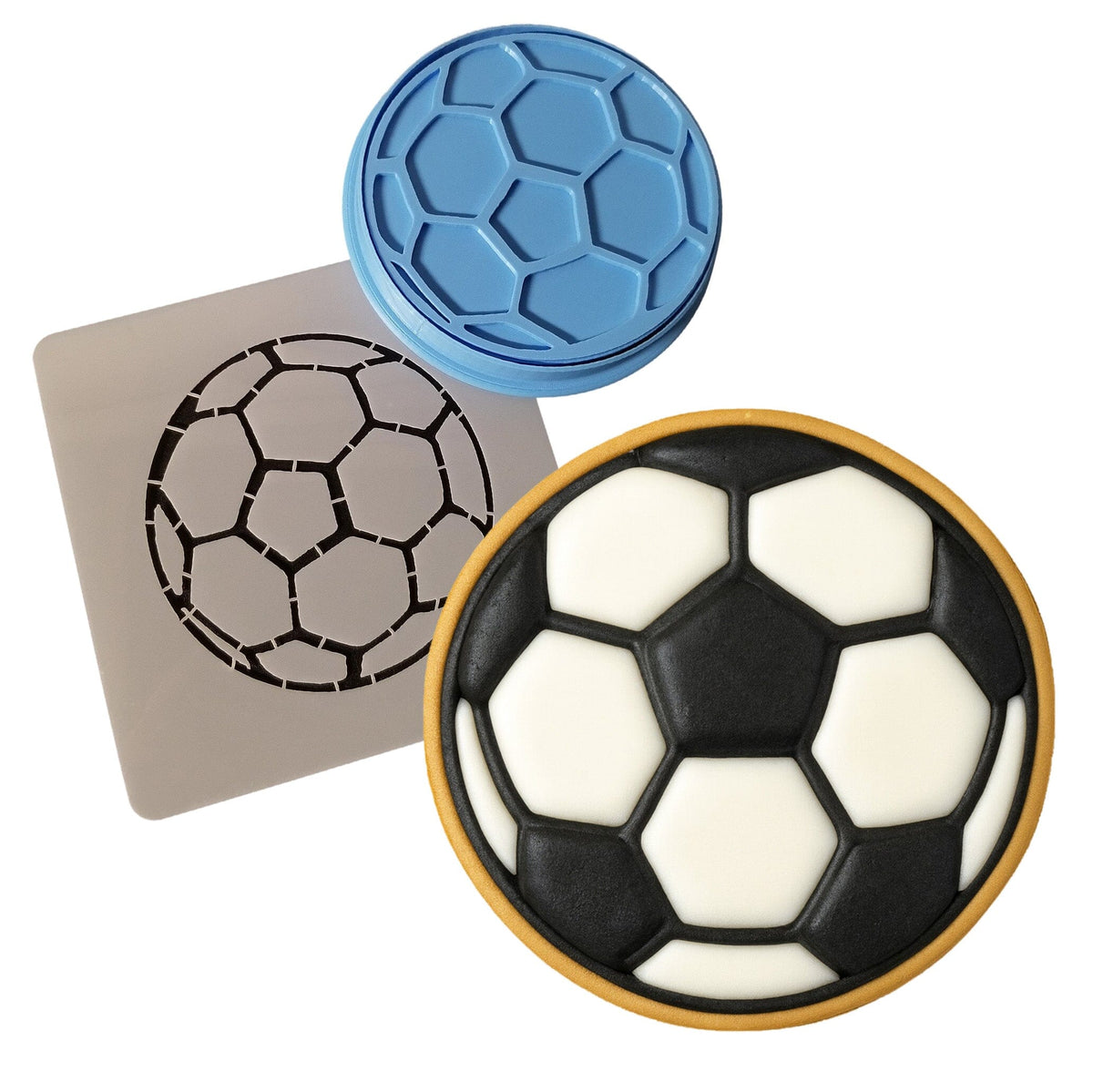 Soccer Ball Cookie Cutter | Stamp | Stencil - SHARP EDGES - FAST Shipping - Choose Your Own Size! #1 Cookie Cutter Lady LITTLE - 3 Inches (7.62cm) **BUNDLE** Cutter + Stamp + Stencil 