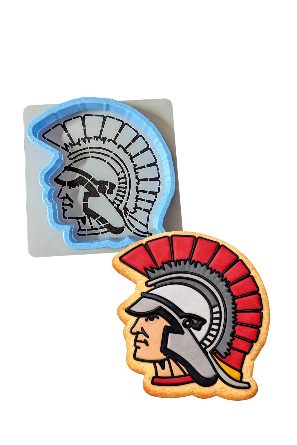 Spartan Trojan Warrior Cookie Cutter | Stamp | Stencil #1 Animals & Dinosaurs Cookie Cutter Lady MINI - 2 Inches (5cm) **BUNDLE** Cutter + Stencil 