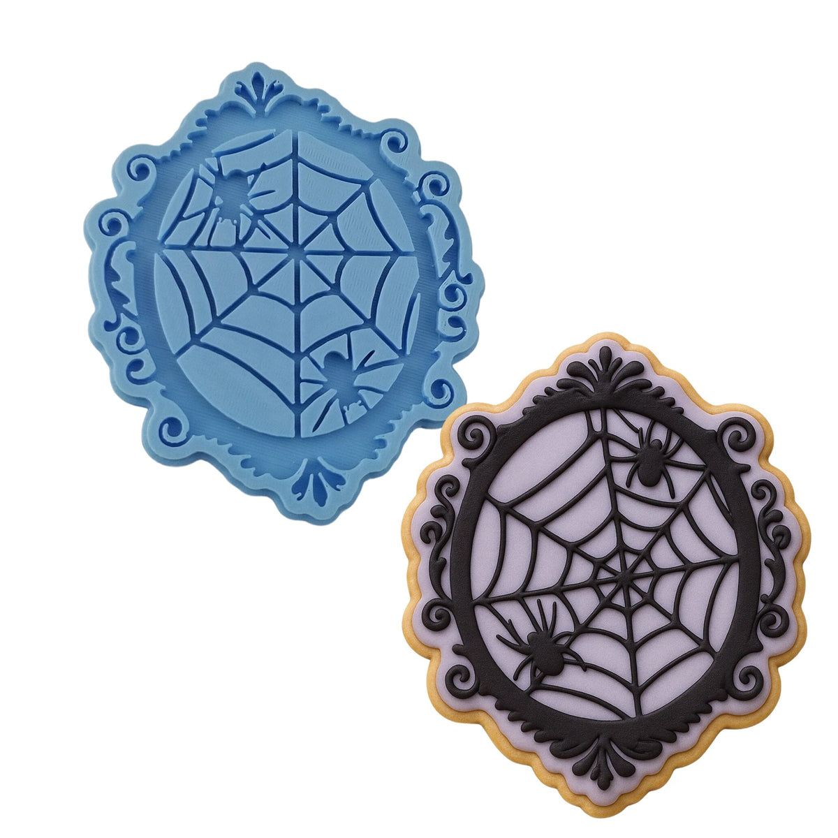 Spider Web Frame Cookie Cutter | Stamp | Stencil #1 Halloween / Fall Cookie Cutter Lady MINI - 2 Inches (5cm) Stamp ONLY 