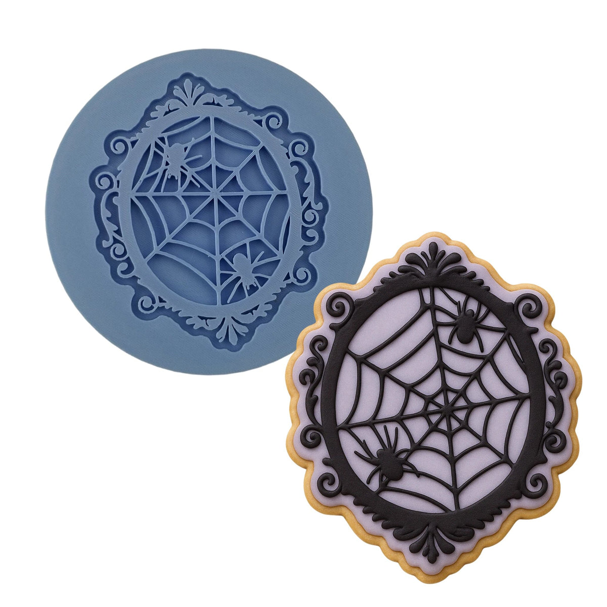 Spider Web Frame Cookie Cutter | Stamp | Stencil #1 Halloween / Fall Cookie Cutter Lady MINI - 2 Inches (5cm) Debosser ONLY 