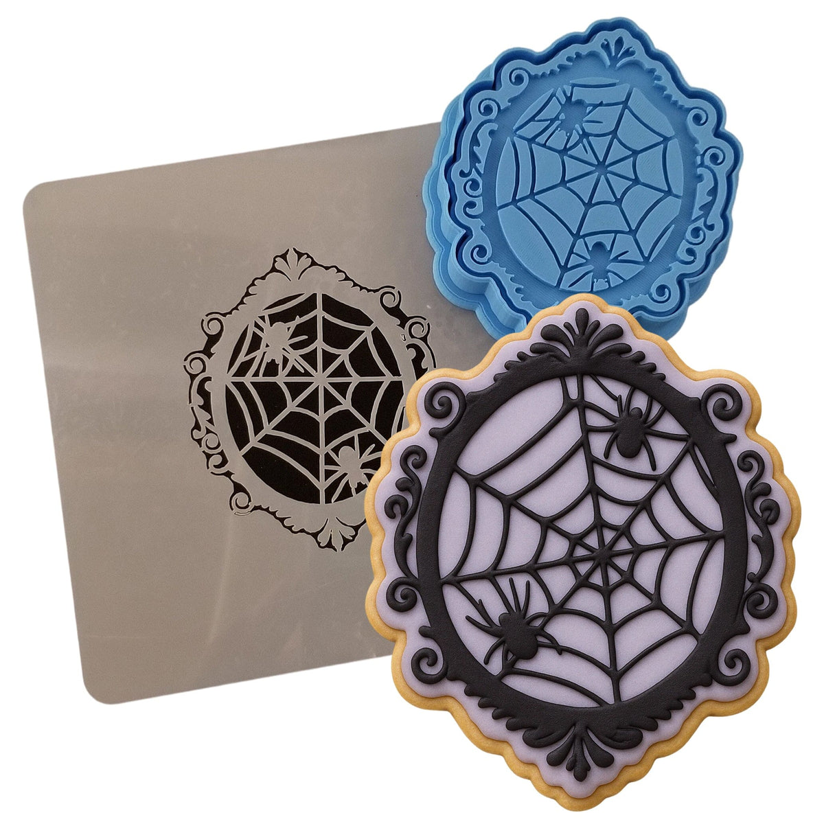 Spider Web Frame Cookie Cutter | Stamp | Stencil #1 Halloween / Fall Cookie Cutter Lady 