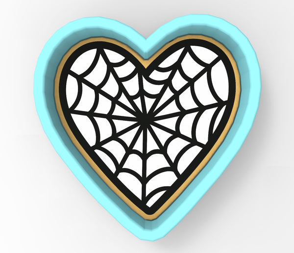 Spider Web Heart Cookie Cutter | Stamp | Stencil - SHARP EDGES - FAST Shipping - Choose Your Own Size! #1