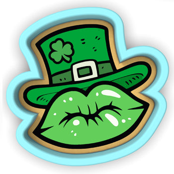 a st patrick's day sticker with a kiss on the lips