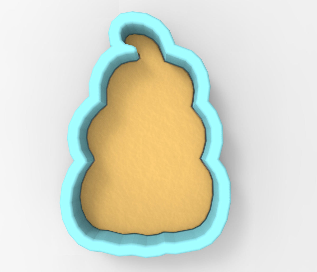 A 3D rendering of a cookie cutter in the shape of a yellow flower with a blue rim.