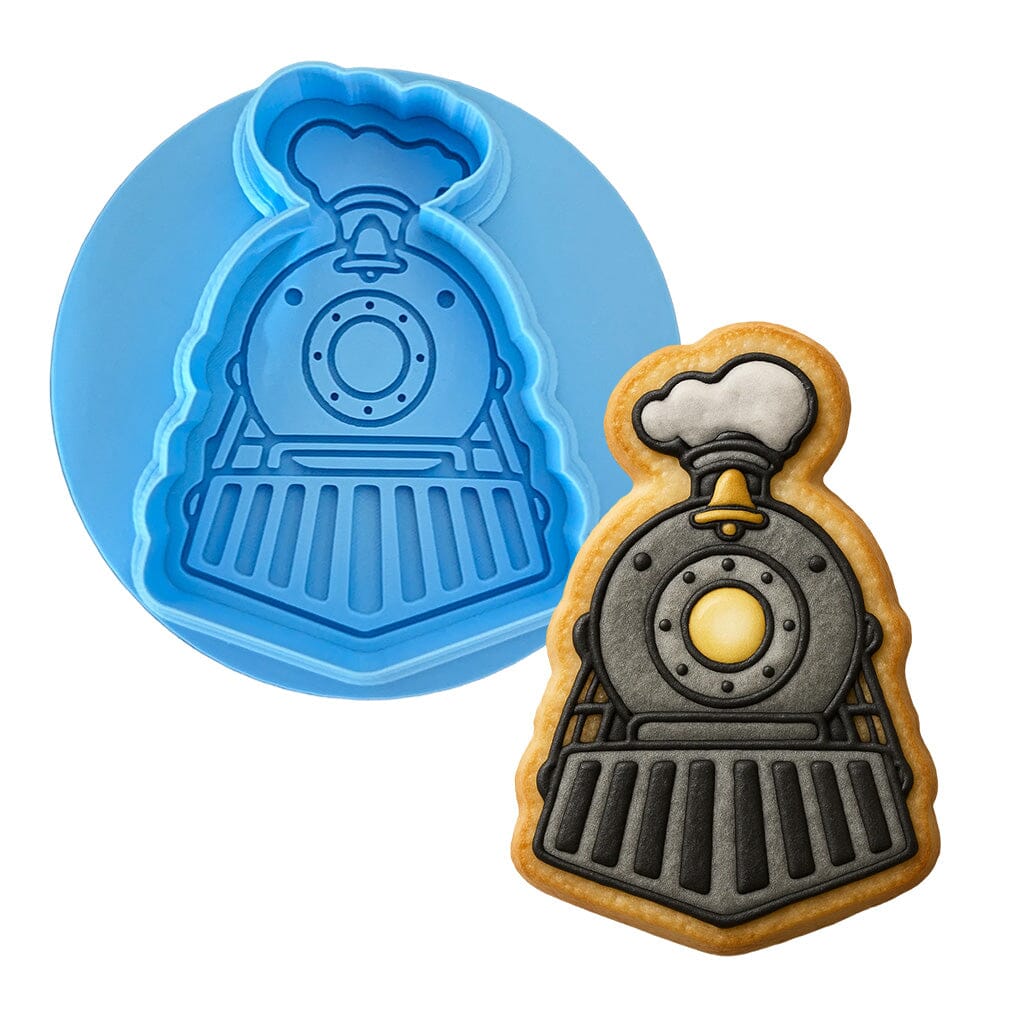 Steam Locomotive Front Cookie Cutter | Stamp | Stencil - SHARP EDGES - FAST Shipping - Choose Your Own Size! #1 Cookie Cutter Lady LITTLE - 3 Inches (7.62cm) **BUNDLE** Cutter + Debosser 