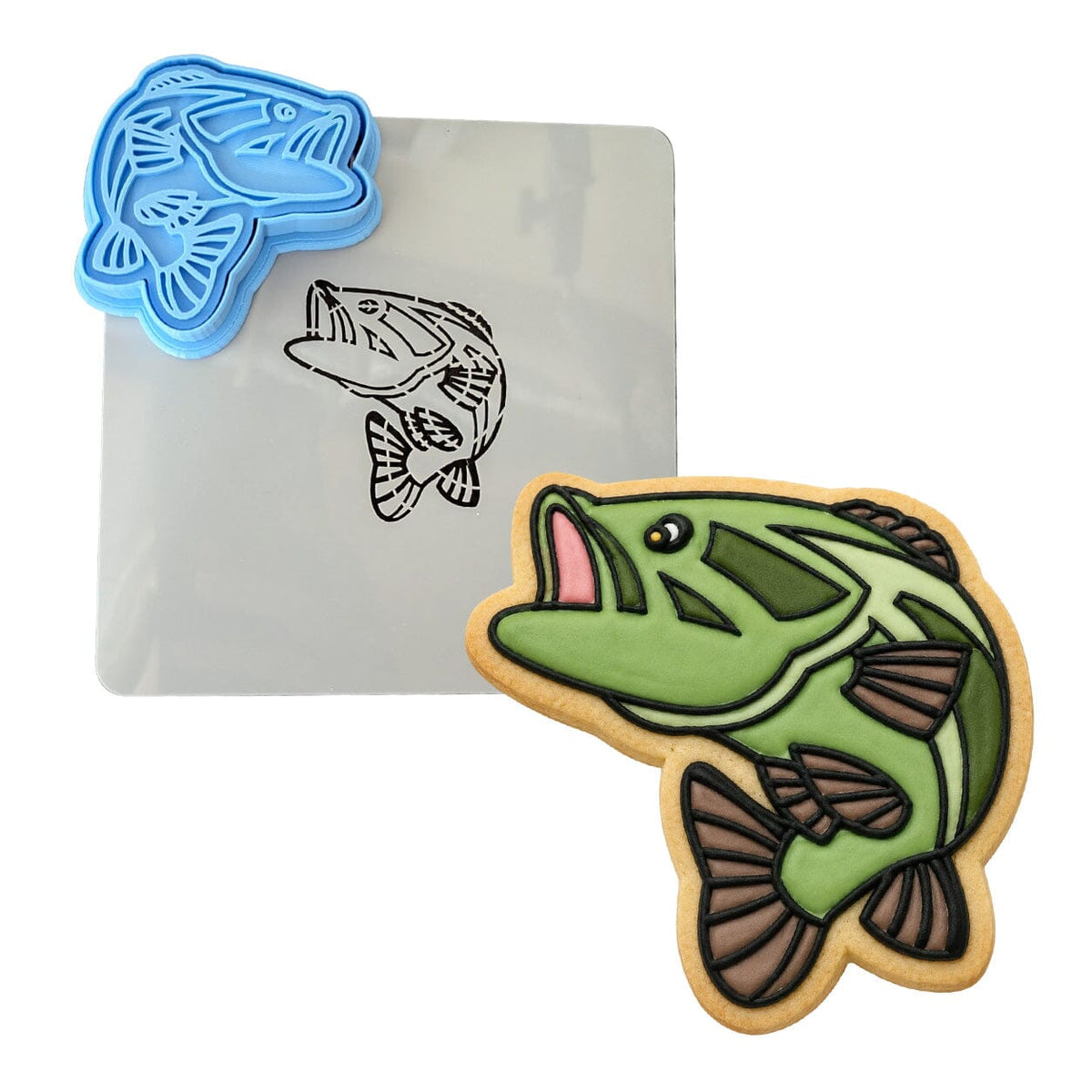 Striped Bass Cookie Cutter | Stamp | Stencil #1 Animals & Dinosaurs Cookie Cutter Lady 