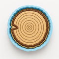 A blue and brown cake pan with a tree trunk design on it.