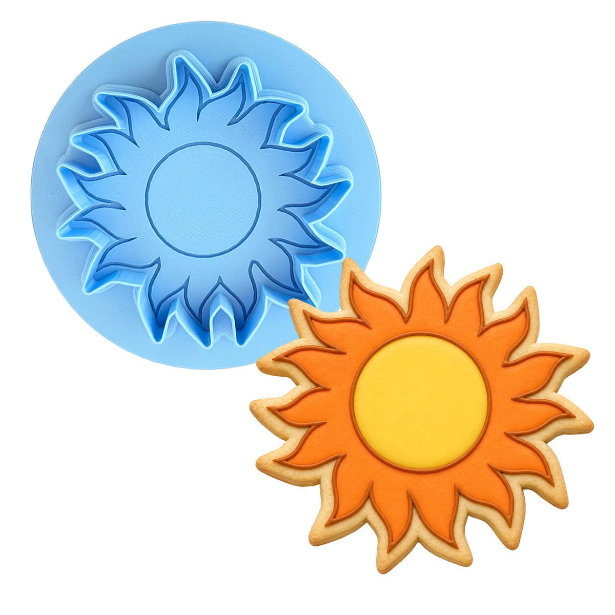 Sun Cookie Cutter | Stamp | Stencil #1 Beach / Summer Cookie Cutter Lady MINI - 2 Inches (5cm) **BUNDLE** Cutter + Debosser 
