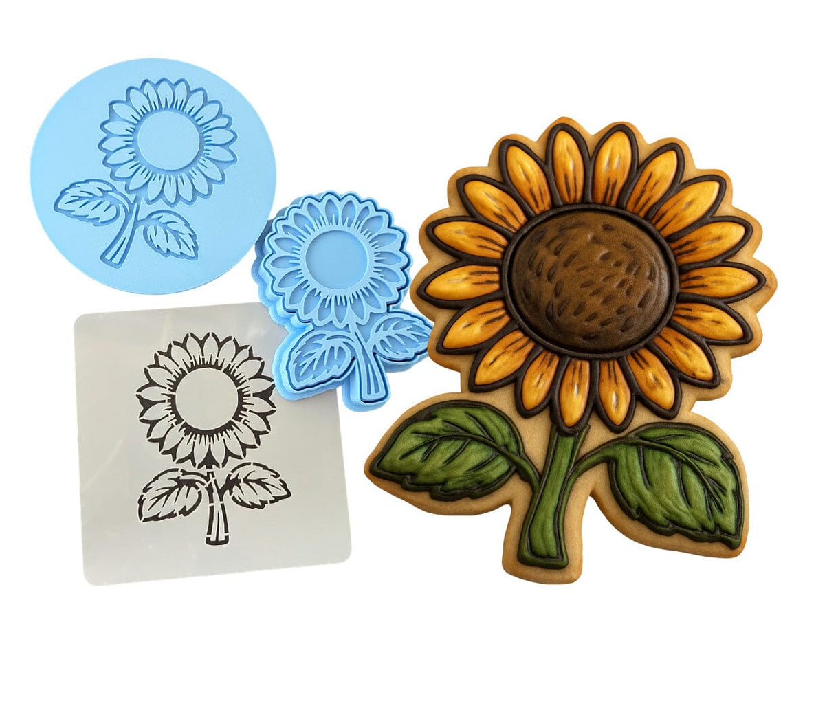 Sunflower Plant Leaf Cookie Cutter | Stamp | Stencil - SHARP EDGES - FAST Shipping - Choose Your Own Size! #1 Cookie Cutter Lady LITTLE - 3 Inches (7.62cm) **FULL SET BUNDLE** Cutter + Stamp + Stencil + Debosser **BEST DEAL** 