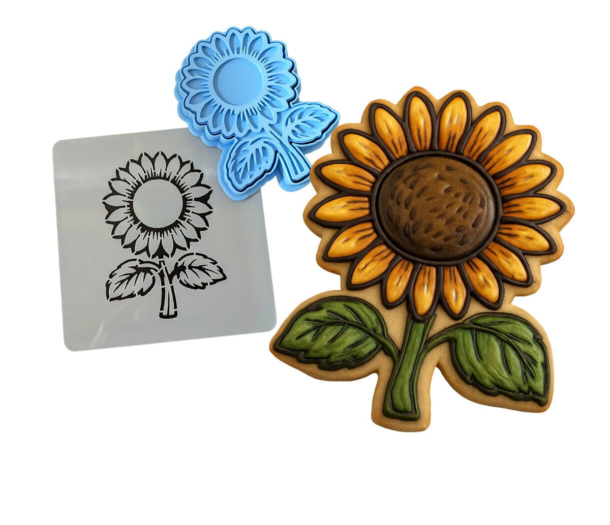 Sunflower Plant Leaf Cookie Cutter | Stamp | Stencil - SHARP EDGES - FAST Shipping - Choose Your Own Size! #1 Cookie Cutter Lady LITTLE - 3 Inches (7.62cm) **BUNDLE** Cutter + Stamp + Stencil 
