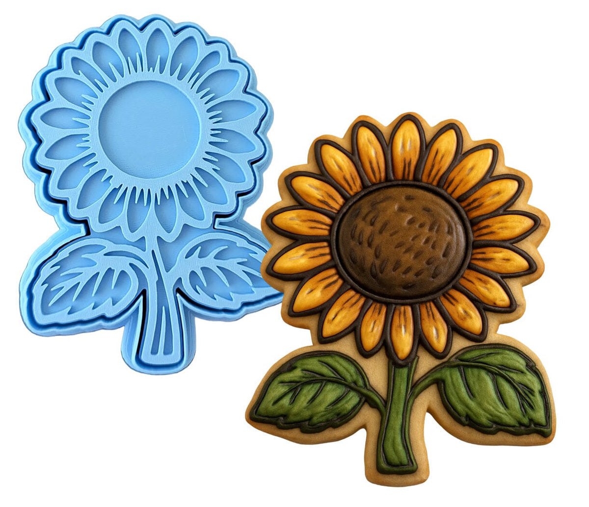 Sunflower Plant Leaf Cookie Cutter | Stamp | Stencil - SHARP EDGES - FAST Shipping - Choose Your Own Size! #1 Cookie Cutter Lady LITTLE - 3 Inches (7.62cm) **BUNDLE** Cutter + Stamp 