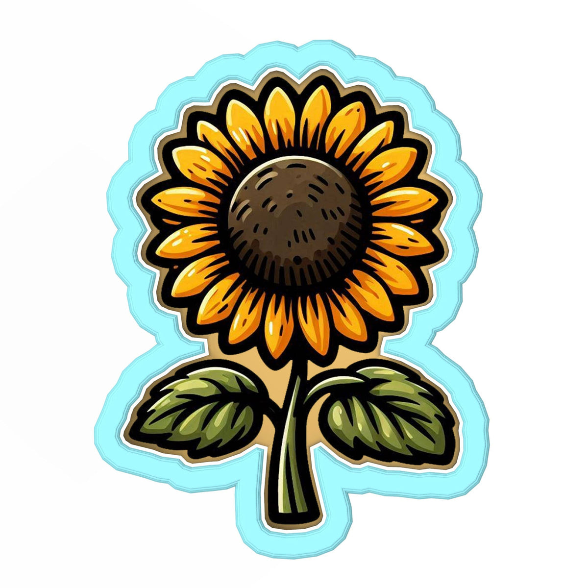 a sticker of a sunflower on a white background
