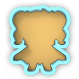 a cut out of a cookie with a blue outline