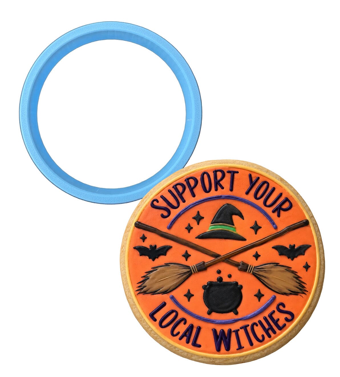 Support Your Local Witches Cookie Cutter | Stamp | Stencil #1 Halloween / Fall Cookie Cutter Lady MINI - 2 Inches (5cm) Cookie Cutter ONLY (Outline) 